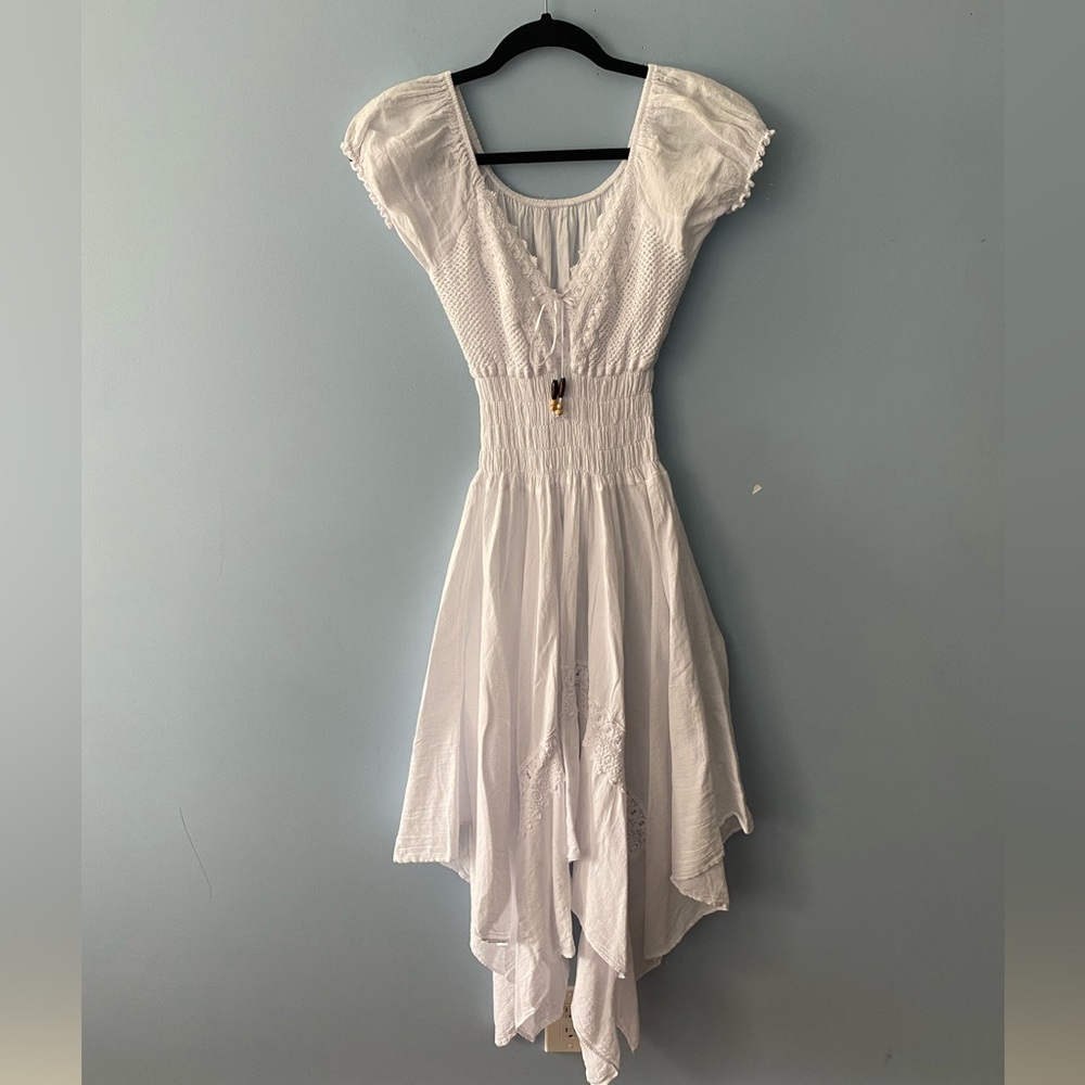 SOLD - white handmade traditional Mexican milkmaid cottage core sun dress